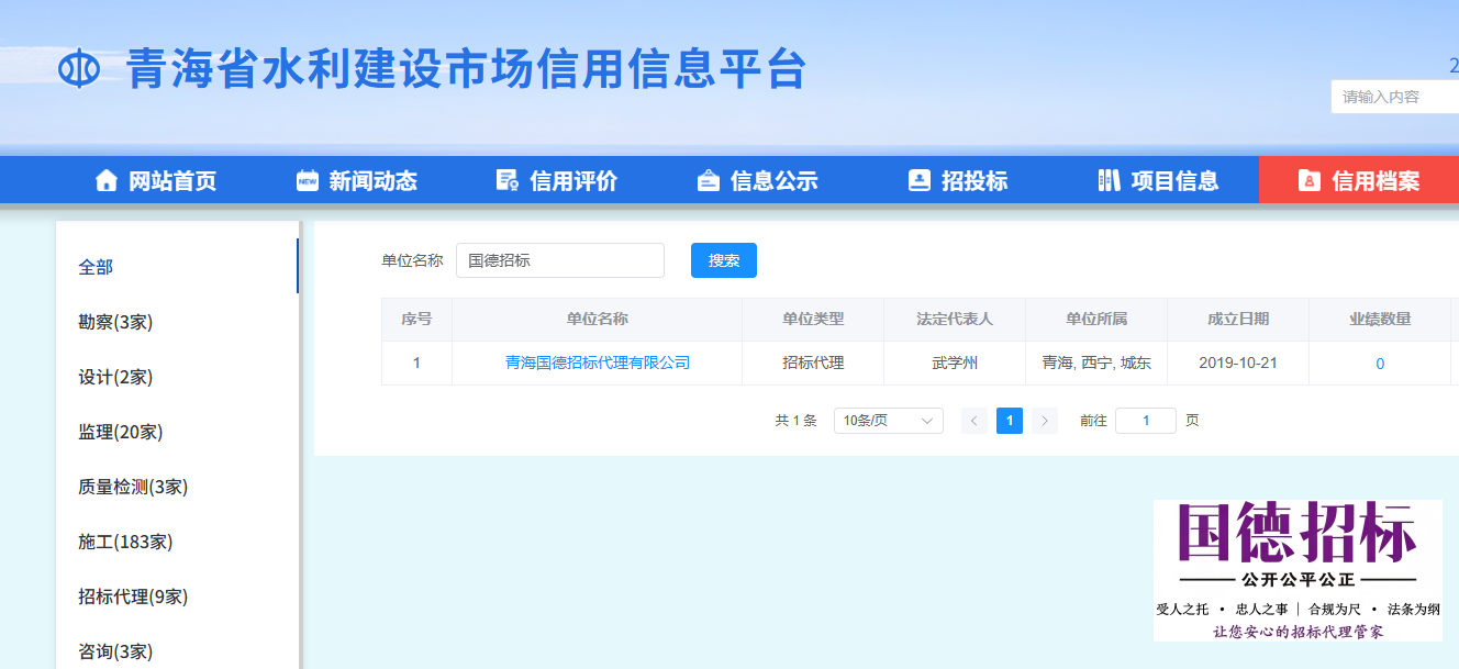 青海省水利厅水利项目招标代理资质